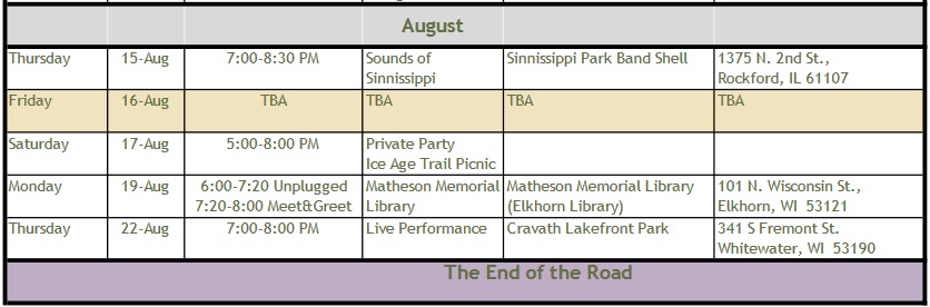 Schedule August